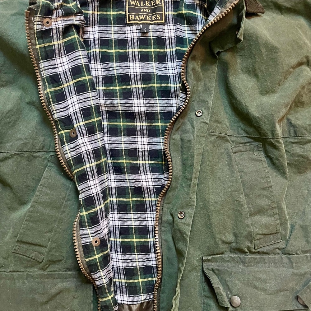 Vintage Green Waxed Cotton Outdoor Wear - Coat Jacket Size-S Made In England - Picture 4 of 6